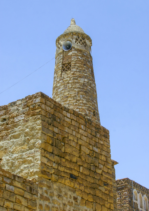 Mosque minaret made of stones, Amran Governorate, Hababah, Yemen