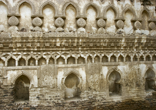 Heritage house carved wall in the old town, Al Hudaydah Governorate, Zabid, Yemen