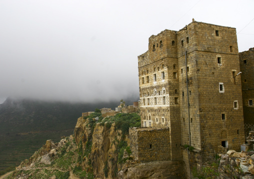 Tower houses built from local sandstone and basalt, Haraz Mountains, Al Hajjarah, Yemen