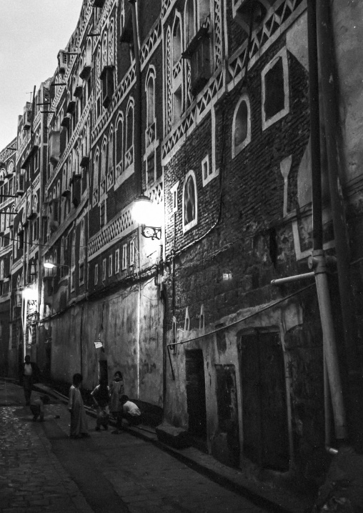 Traditional houses in the old city featuring ornamental facades, Amanat Al-Asemah, Sanaa, Yemen