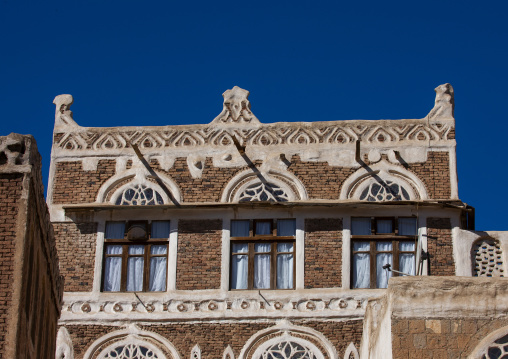 Traditional houses in the old city featuring ornamental facades, Amanat Al-Asemah, Sanaa, Yemen