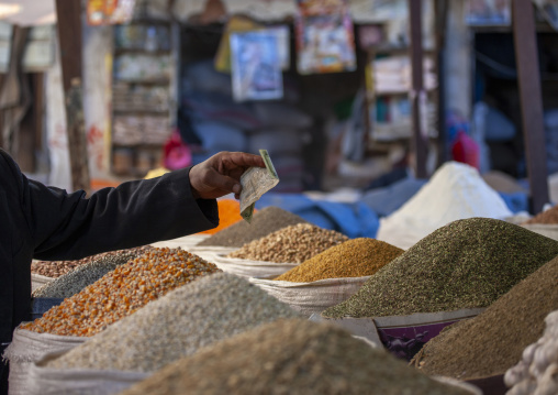 Spices for sale in a shop, Amanat Al-Asemah, Sanaa, Yemen