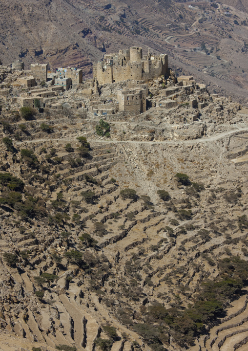 Fortified village in the mountain, Amran Governorate, Hababah, Yemen