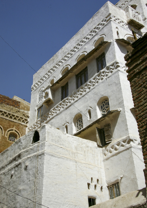 Traditional houses in the old city featuring ornamental facades, Amanat Al-Asemah, Sanaa, Yemen