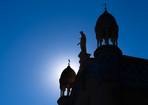 Silhouette of Virgin Mary on Notre Dame D'Afrique Basilica, North Africa, Algiers, Algeria