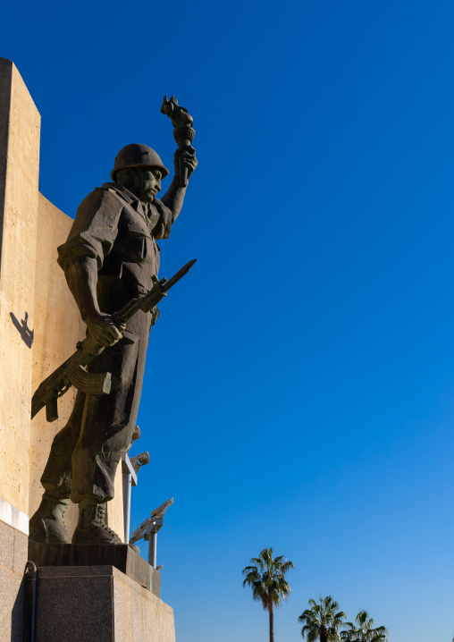 Soldier statue in Martyrs Memorial, North Africa, Algiers, Algeria
