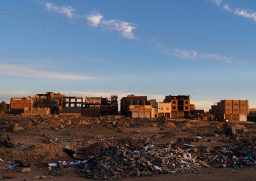 Garbages in front of new houses, North Africa, Tamanrasset, Algeria