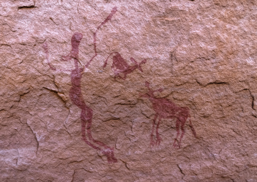 Rock painting depicting hunting gazelles, Tassili N'Ajjer National Park, Tadrart Rouge, Algeria