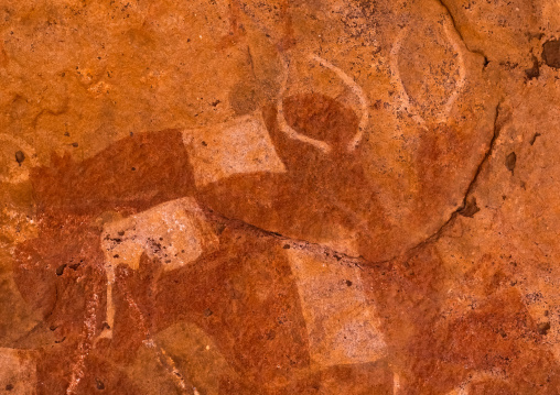 Rock painting depicting cows, Tassili N'Ajjer National Park, Tadrart Rouge, Algeria
