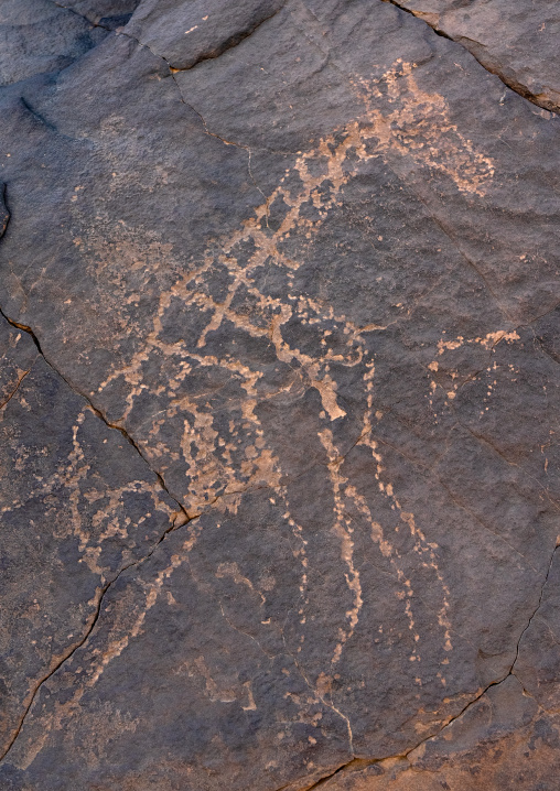 Rock carvings depicting a giraffe, Tassili N'Ajjer National Park, Tadrart Rouge, Algeria