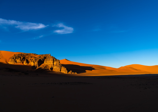 Rocks and sand dunes in Sahara desert, Tassili N'Ajjer National Park, Tadrart Rouge, Algeria
