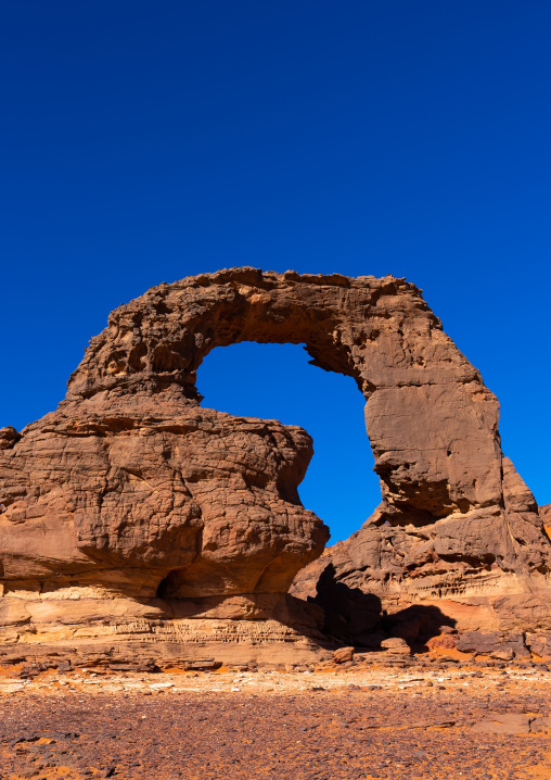 Rock formation with african continent shape , Tassili N'Ajjer National Park, Tadrart Rouge, Algeria