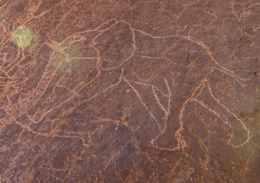 Rock carving depicting an elephant, Tassili N'Ajjer National Park, Tadrart Rouge, Algeria