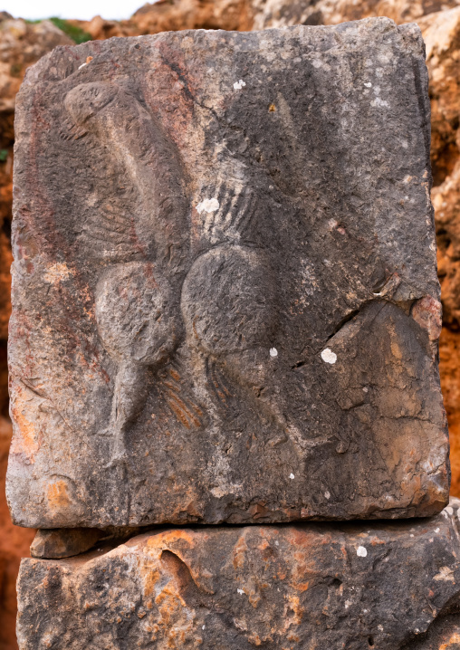 Phallic symbol placed on a cock in Tiddis Roman Ruins, North Africa, Bni Hamden, Algeria