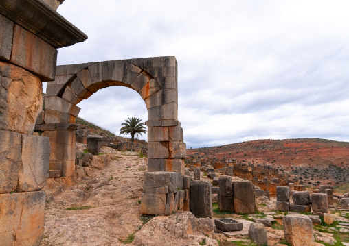 Arch of Memmius Rogatus in Tiddis Roman Ruins, North Africa, Bni Hamden, Algeria