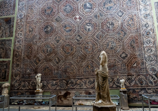 Mosaic and statues in the museum, North Africa, Djemila, Algeria