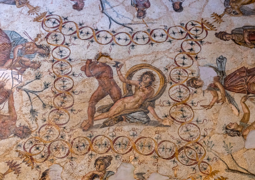 Floor mosaic from the House of Dionysus Bacchus, North Africa, Djemila, Algeria