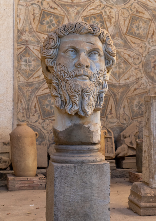 Head of Emperor Septimius Severus in the museum, North Africa, Djemila, Algeria
