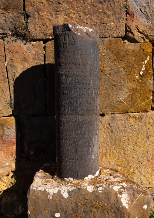 Inscriptions in the Roman ruins of Djemila, North Africa, Djemila, Algeria