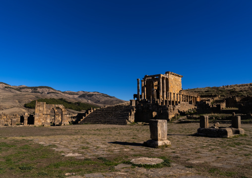 The new forum in the Roman ruins of Djemila, North Africa, Djemila, Algeria