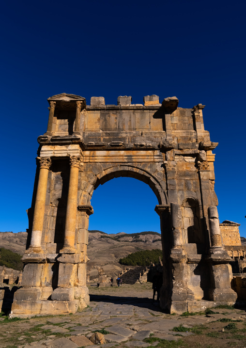 The Arch of Caracalla in the Roman ruins , North Africa, Djemila, Algeria