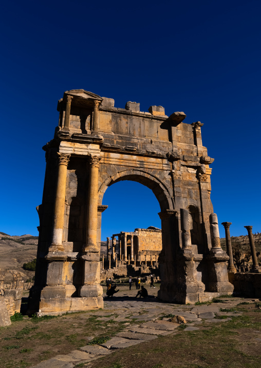 The Arch of Caracalla in the Roman ruins , North Africa, Djemila, Algeria