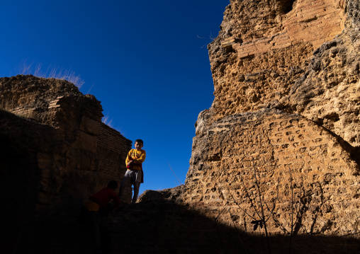 Algerian boy in the Roman ruins of Djemila, North Africa, Djemila, Algeria