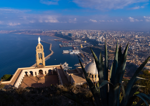 View over the town with the Santa Cruz Chapel in the foreground, North Africa, Oran, Algeria
