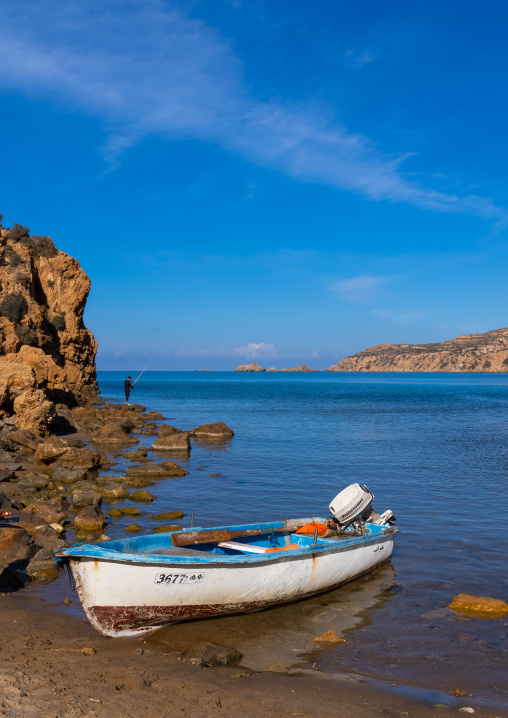 Boat on Madagh beach, North Africa, Oran, Algeria