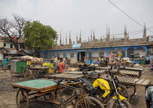 Carts parked on a square, Dhaka Division, Dhaka, Bangladesh