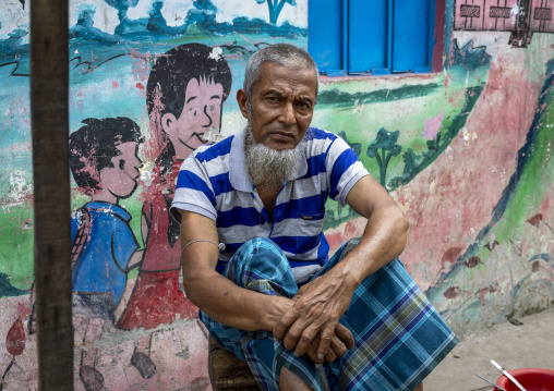 Portrait of a bangladeshi man with a white beard, Dhaka Division, Dhaka, Bangladesh