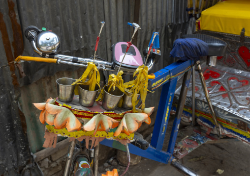 Decorations on a rickshaw, Dhaka Division, Dhaka, Bangladesh