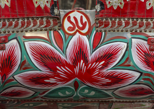 Rickshaw decorated with painted flowers, Dhaka Division, Dhaka, Bangladesh