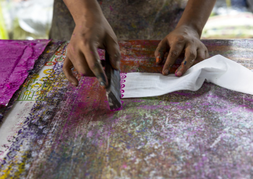 Block printing workshop in Dhaka New Market, Dhaka Division, Dhaka, Bangladesh