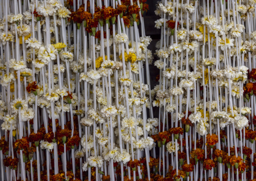 Garland flowers for sale at flower market, Dhaka Division, Dhaka, Bangladesh