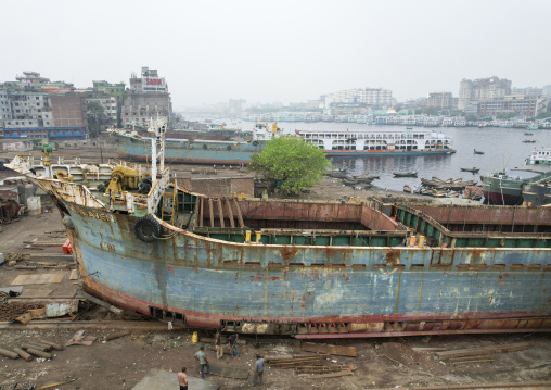 Aerial view of Dhaka Shipyard, Dhaka Division, Keraniganj, Bangladesh