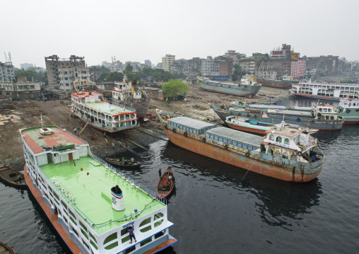 Aerial view of Dhaka Shipyard, Dhaka Division, Keraniganj, Bangladesh