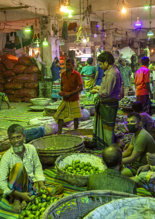 Vegetables and fruits at Kawran Bazar morning market, Dhaka Division, Dhaka, Bangladesh