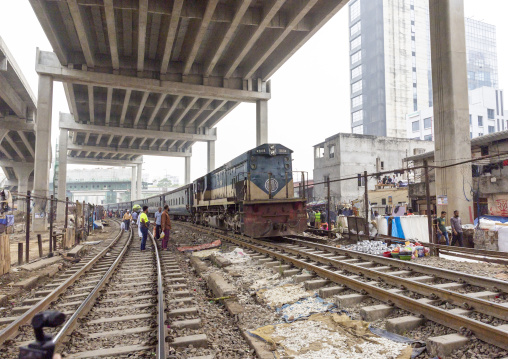 Train passing in Kawran bazar, Dhaka Division, Dhaka, Bangladesh