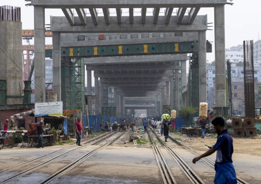 Railway tracks near Dhaka Bypass Expressway, Dhaka Division, Dhaka, Bangladesh