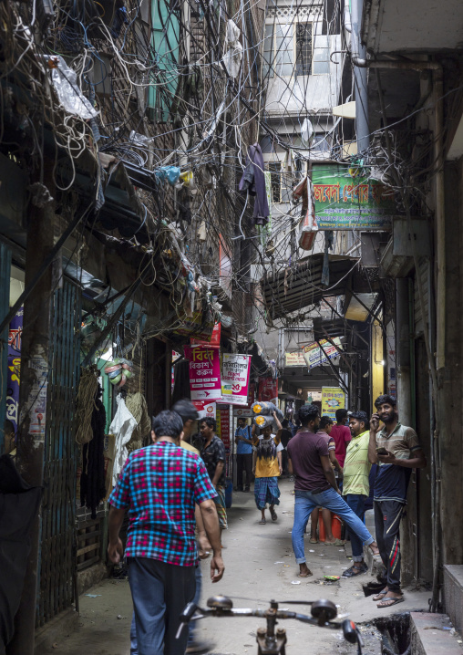 Tangled power lines in the street, Dhaka Division, Dhaka, Bangladesh