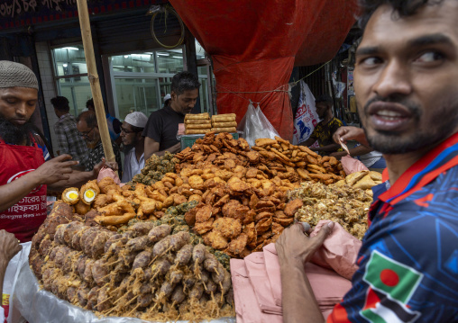 Food for ramadan iftar sold in the street, Dhaka Division, Dhaka, Bangladesh