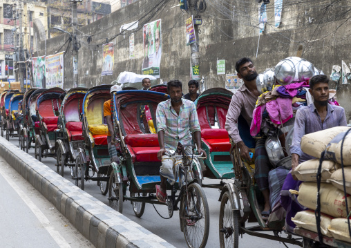 Rickshaws in the traffic, Dhaka Division, Dhaka, Bangladesh