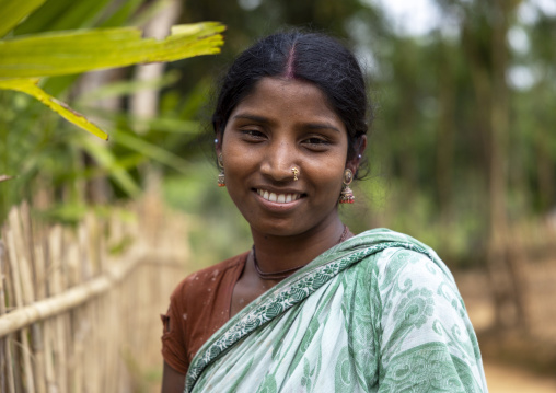 Portrait of a smiling Santal tribe woman, Sylhet Division, Kamalganj, Bangladesh