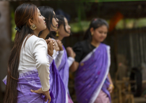 Young Manipuri tribe women dancing, Sylhet Division, Sreemangal, Bangladesh