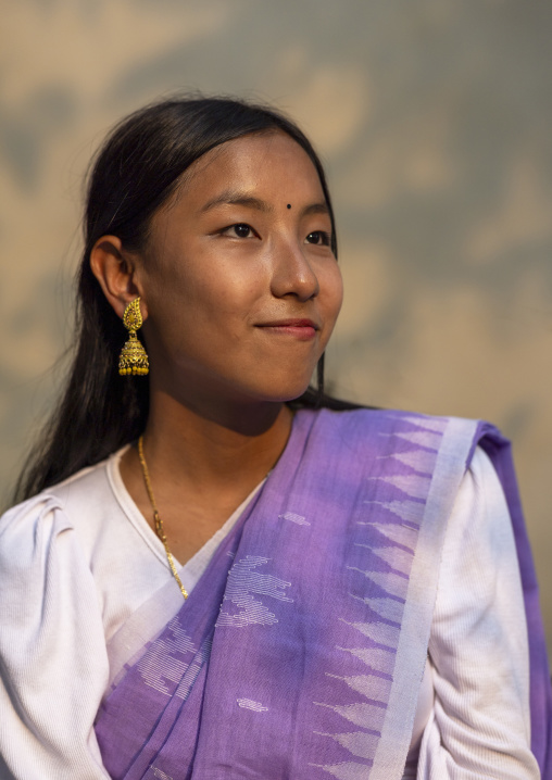 Portrait of a young Manipuri tribe woman, Sylhet Division, Sreemangal, Bangladesh