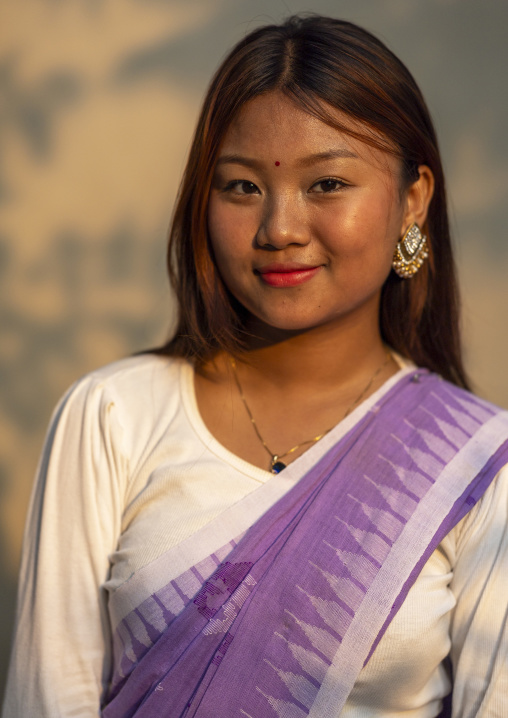 Portrait of a young Manipuri tribe woman, Sylhet Division, Sreemangal, Bangladesh