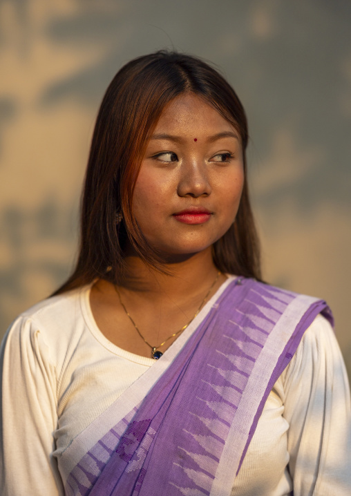 Portrait of a young Manipuri tribe woman, Sylhet Division, Sreemangal, Bangladesh