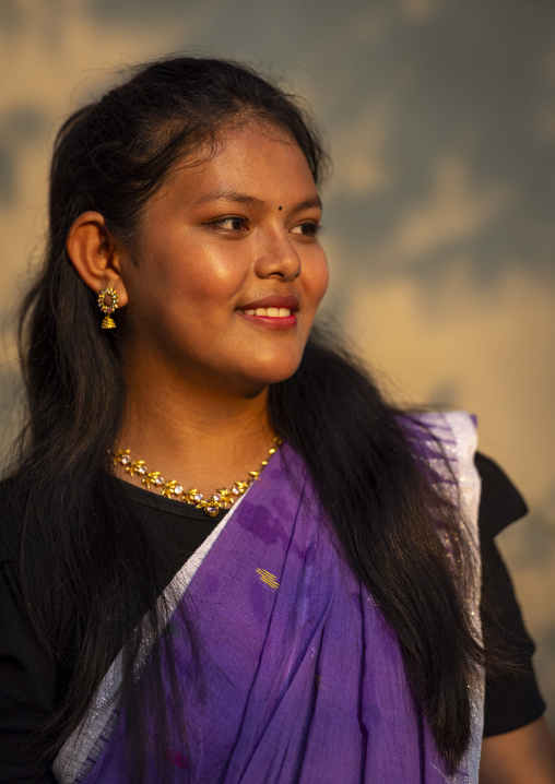 Portrait of a young Manipuri tribe woman, Sylhet Division, Sreemangal, Bangladesh