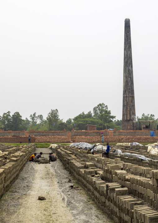 Brick factory chimney in the Sundarbans, Sylhet Division, Bahubal, Bangladesh